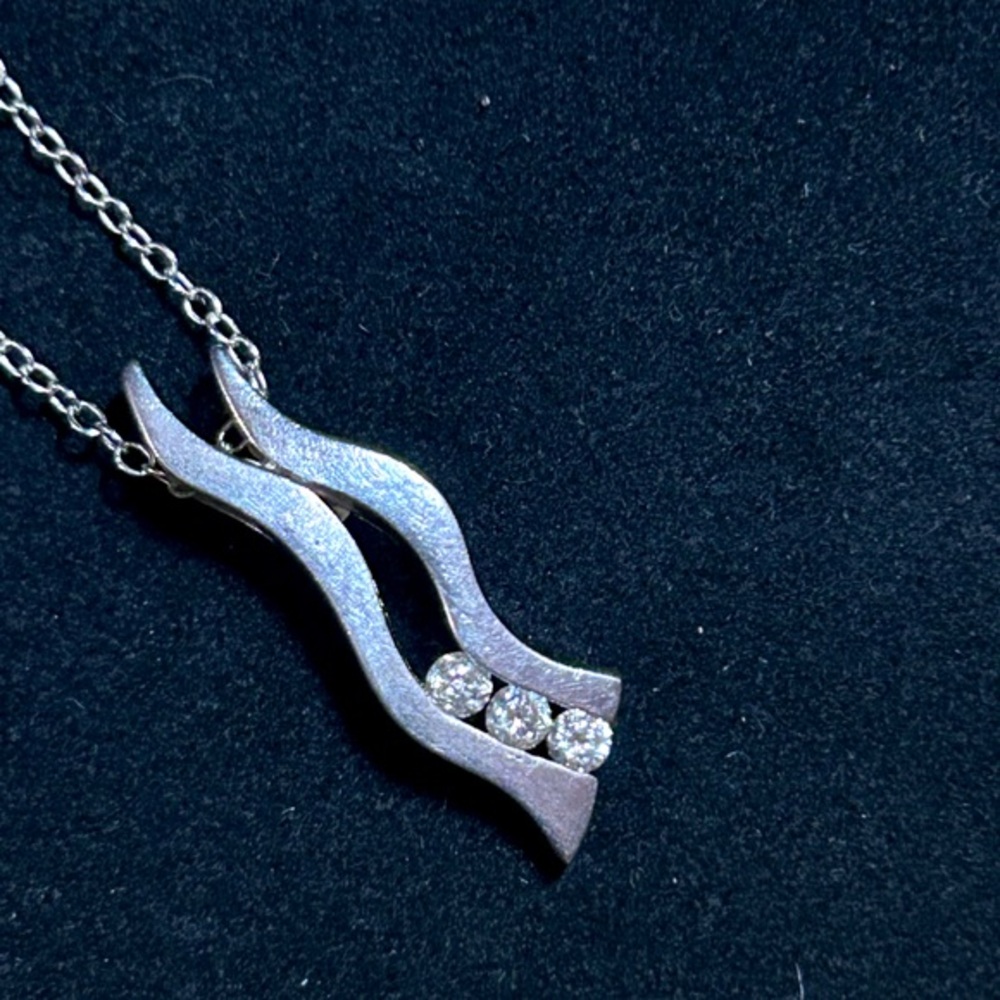 Sterling Silver & Cubic Zirconia Crystal Pendant w/ Chain
